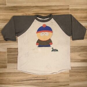 Vtg 1997 South Park Stan Vomit Raglan Shirt Stanley DeSantis Distressed XL
